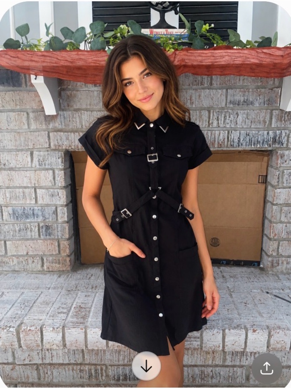 Killstar Black Button-Front Mini Dress with Buckle Straps Goth Skater